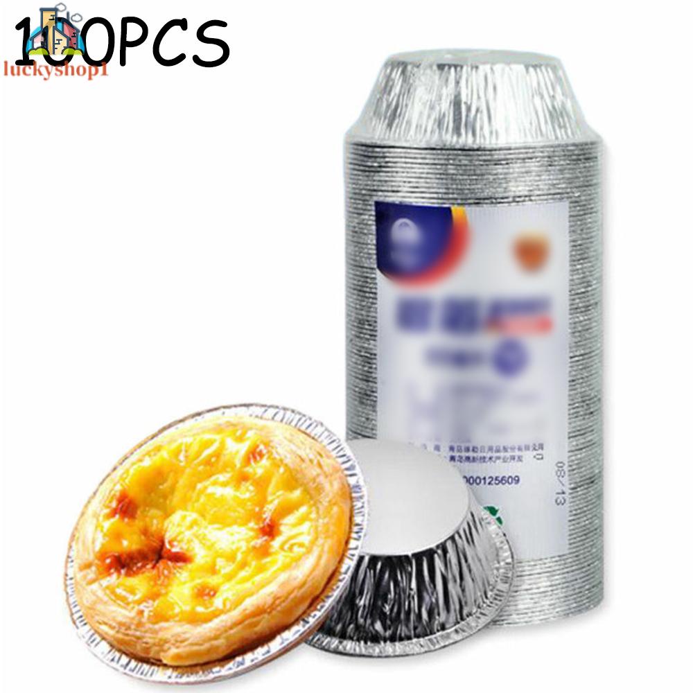 Set 100 Khay Nhôm Nướng Bánh Tart Trứng Dùng Một Lần Tiện Dụng