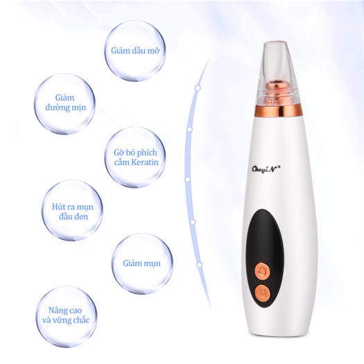Máy hút mụn đầu đen - Hút mụn cám - Dụng cụ làm sạch lỗ chân lông, 6 đầu hút siêu mạnh, loại bỏ mụn đầu đen và bã nhờn