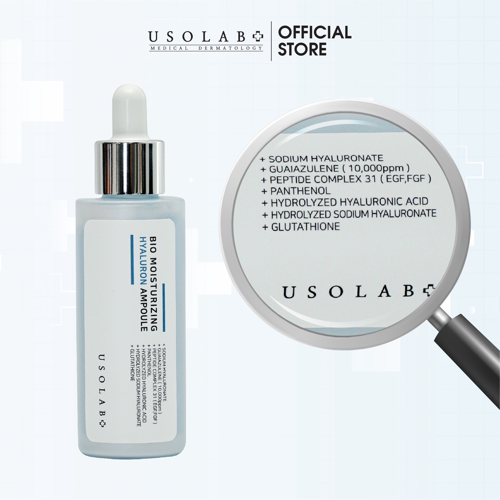 Serum HA Usolab Bio Moisturizing Hyaluron Ampoule - Tinh chất căng bóng HA thủy phân 50ml