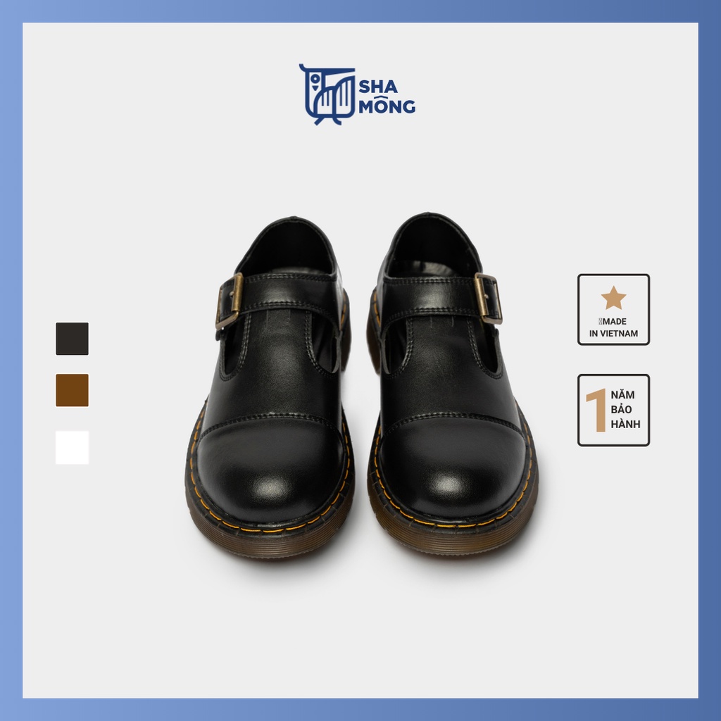 Giày loafer quai ngang da thật Shamong vintage made in Vietnam bảo hành 1 năm mã S03