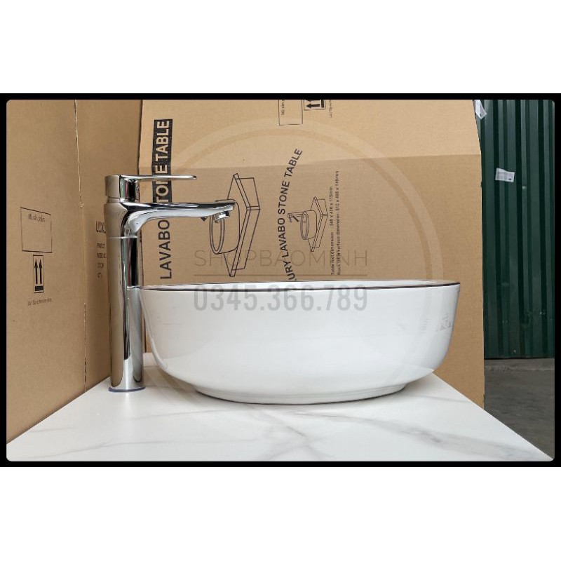 Chậu rửa mặt - Lavabo tròn đặt bàn cao cấp (KT 41x41cm)