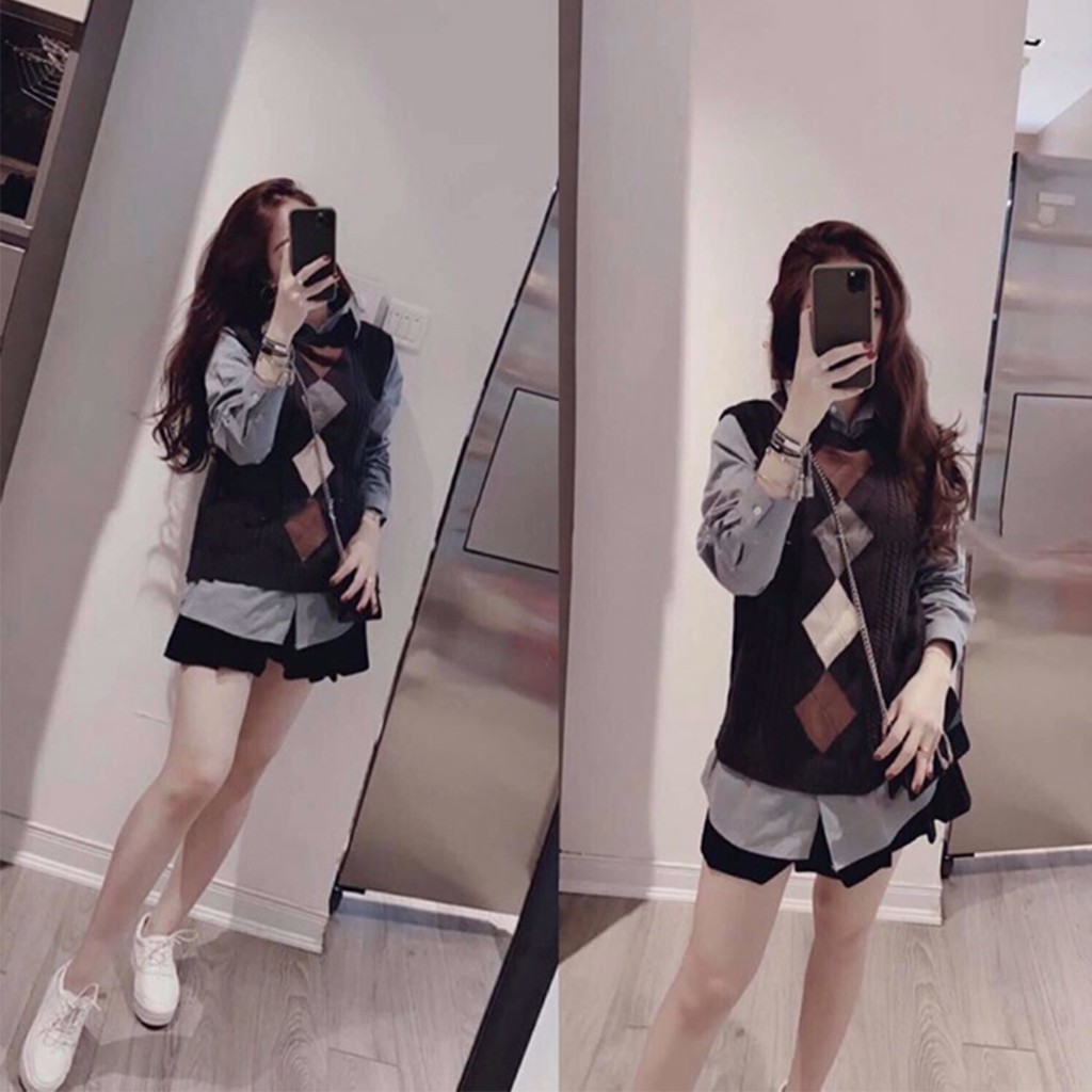 Áo gile nữ chất len dày cổ tròn sang chảnh - 4BASIC Len011 | BigBuy360 - bigbuy360.vn