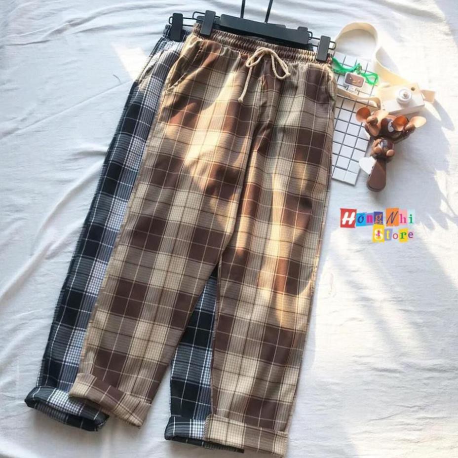 QUẦN SỌC CARO UNISEX QUẦN BAGGY CARO LƯNG THUN PLAID PANTS CAO CẤP - MM !  ྇