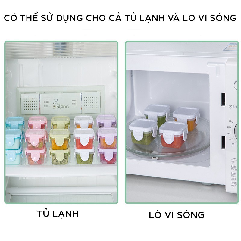 [Mã LIFE1003ALL giảm 10% đơn 50K] Hộp Trữ Đông Bảo Quản Đồ Ăn Cho Bé Trong Tủ Lạnh Có Nắp Đậy 60ml