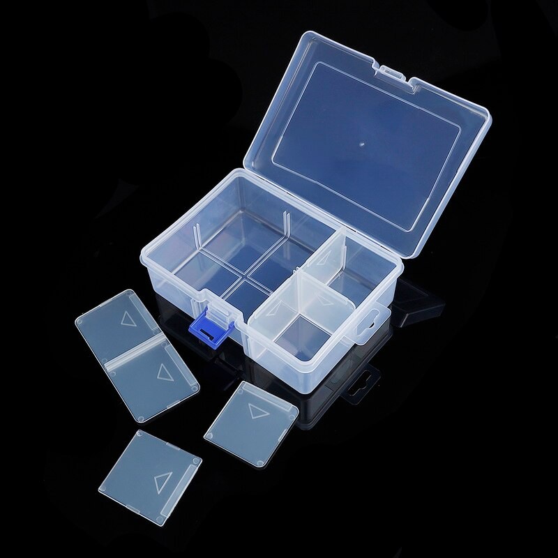 Hộp nhựa đựng trang sức/ hạt/ bông tai chia ngăn hình chữ nhật có thể điều chỉnh