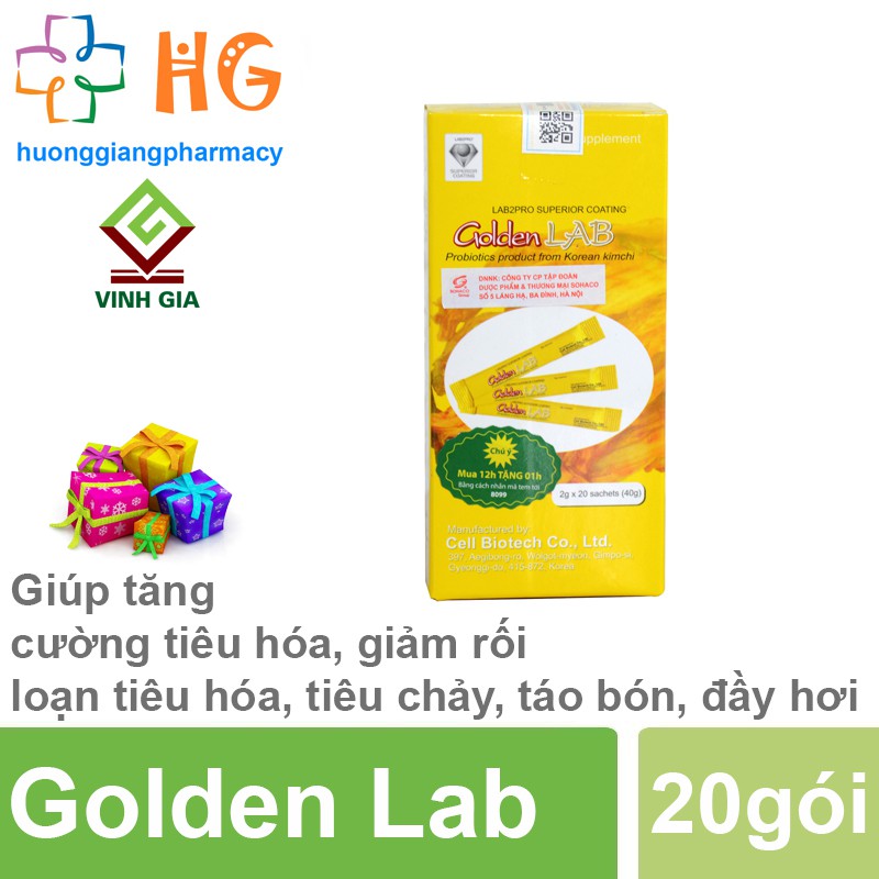 Men vi sinh Golden Lab - Giúp giảm rối loạn tiêu hóa, cải thiện tiêu chảy, táo bón, đầy hơi (Hộp 20 gói)