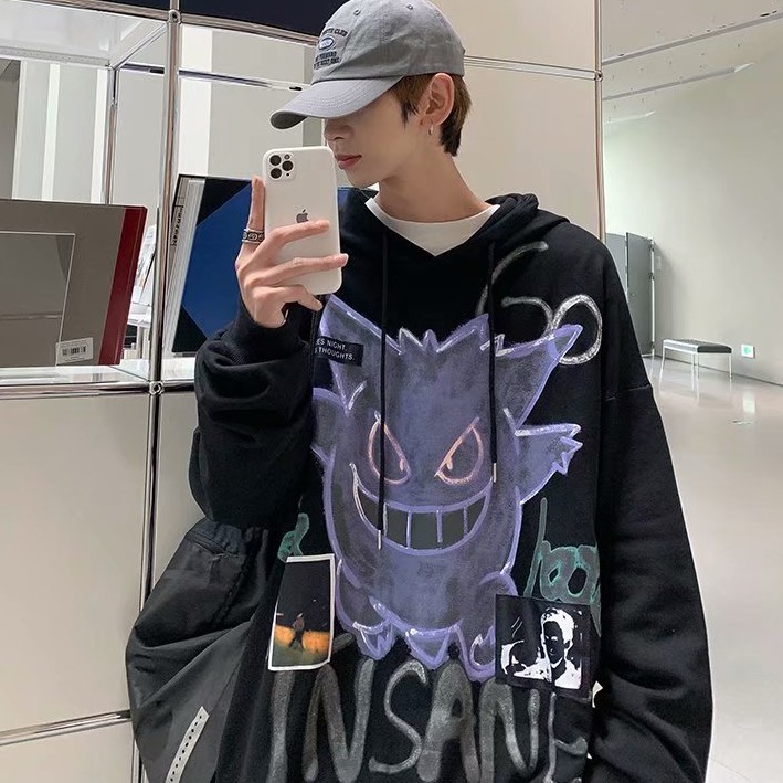 Áo Hoodie Dáng Rộng In Hình Quái Vật Thời Trang Cao Cấp Cho Nam