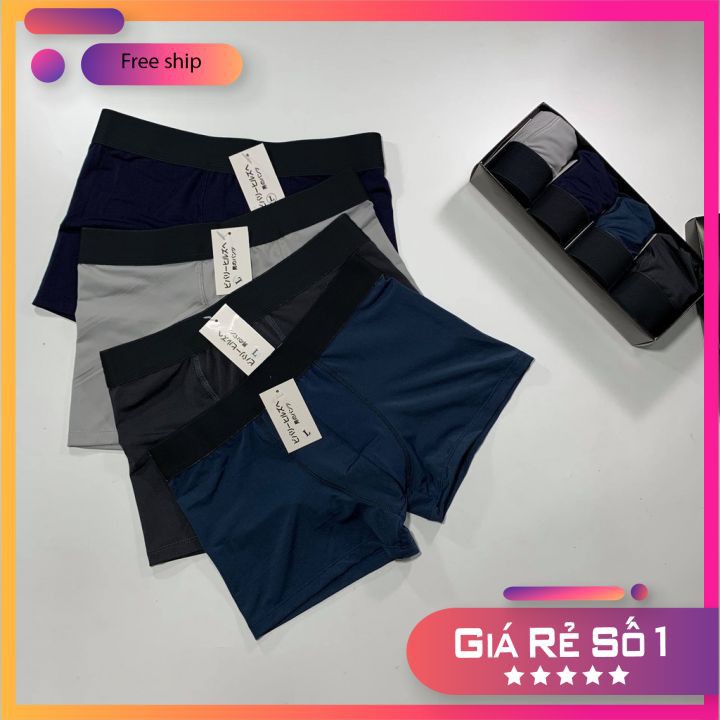 Quần sịp đùi nam⚡ FREE SHIP ⚡Quần lót nam dáng sịp đùi BOXER co giãn 4 chiều (Không hộp)- HALLO STORE