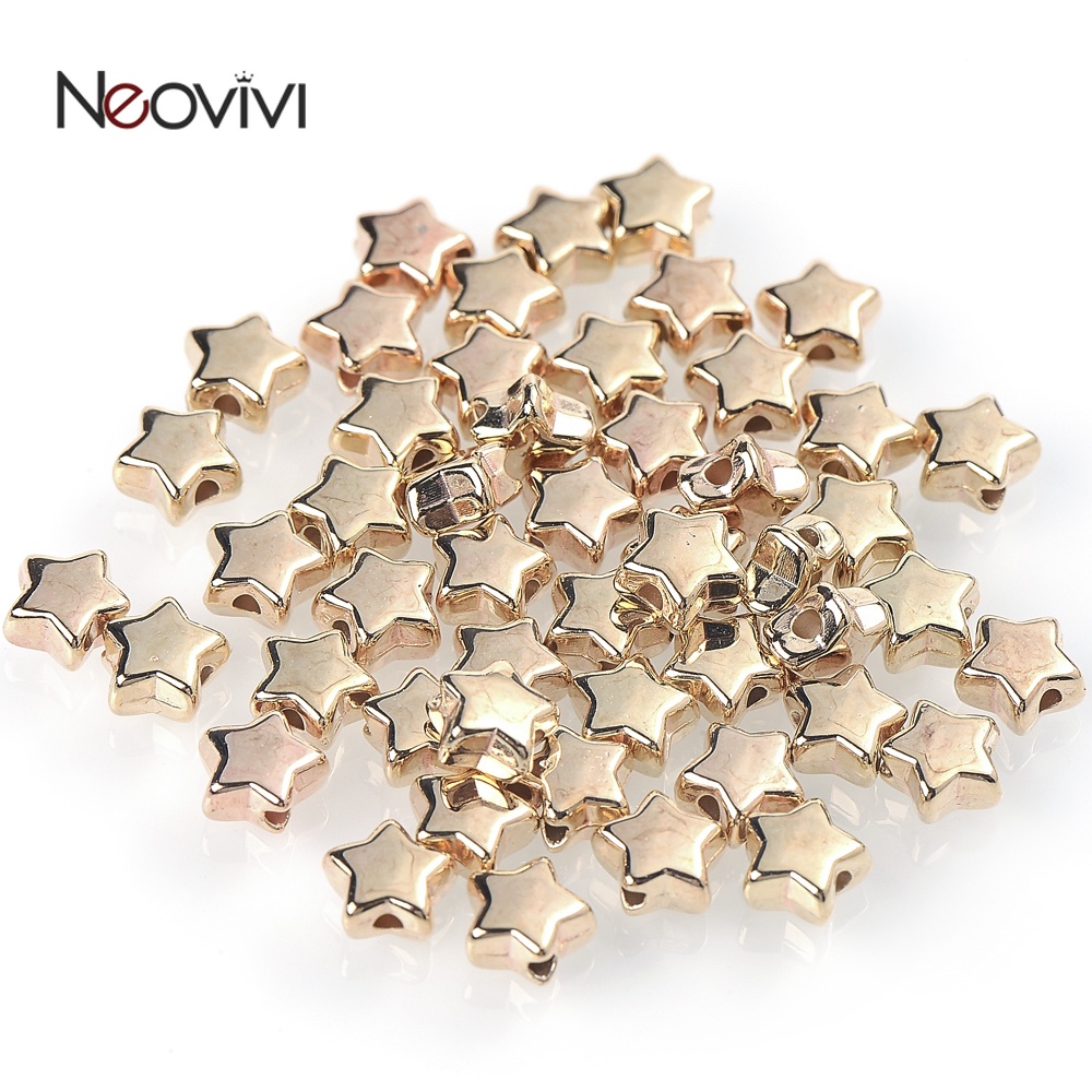 Bộ 50 Hạt Xâu Chuỗi Hình Ngôi Sao 6mm Tự Làm Trang Sức Tiện Lợi