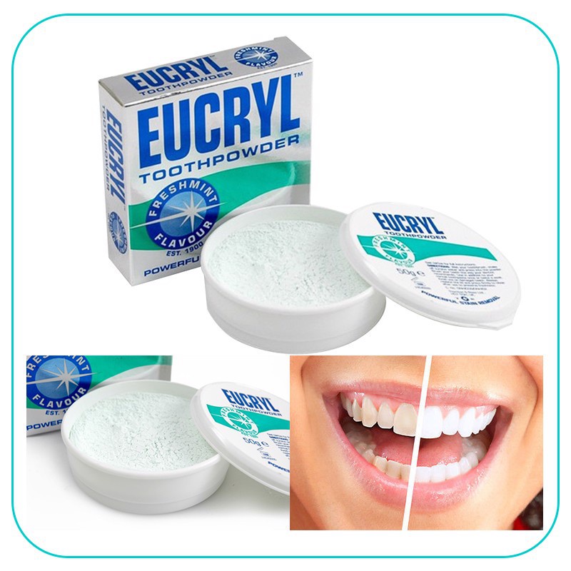 Bột Đánh Răng Làm Sạch Mãng Bám EUCRYL Hương Bạc Hà 50g