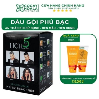 Dầu Gội thảo dược Lich5 Cocayhoala phủ bạc làm đen tóc trong 5 phút - hộp 10 gói