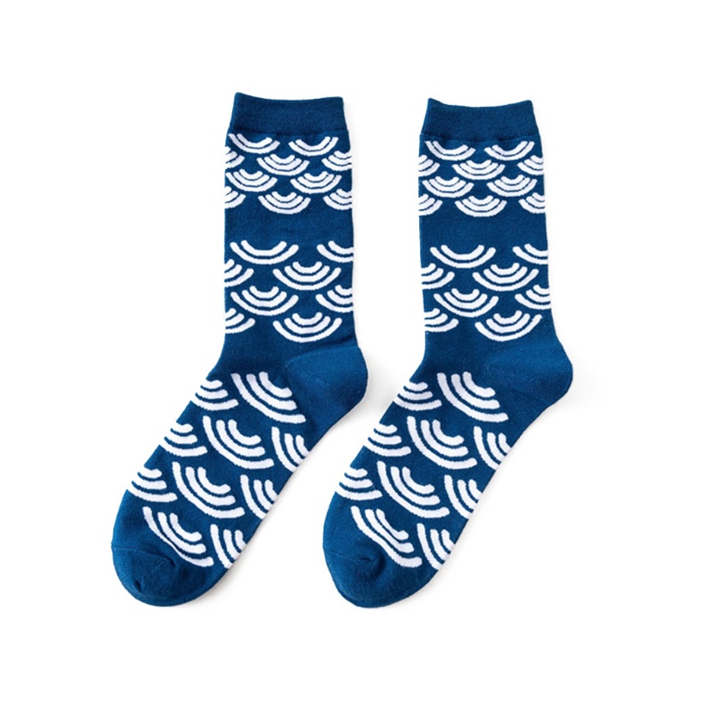 Đôi vớ cotton họa tiết hình học nhiều màu sắc thời trang cho nam và nữ