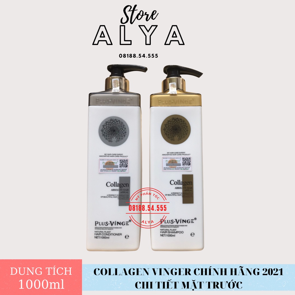 Cặp dầu gội xả Collagen Vinge Trắng |Kích Thích Mọc Tóc, Phục Hồi Tóc Hư Tổn☄️Hàng Chính Hãng Ý ALYA