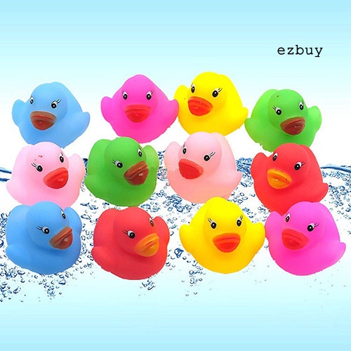 Bộ 12 đồ chơi bồn tắm hình chú vịt nhiều màu tùy chọn có âm thanh vui nhộn cho bé