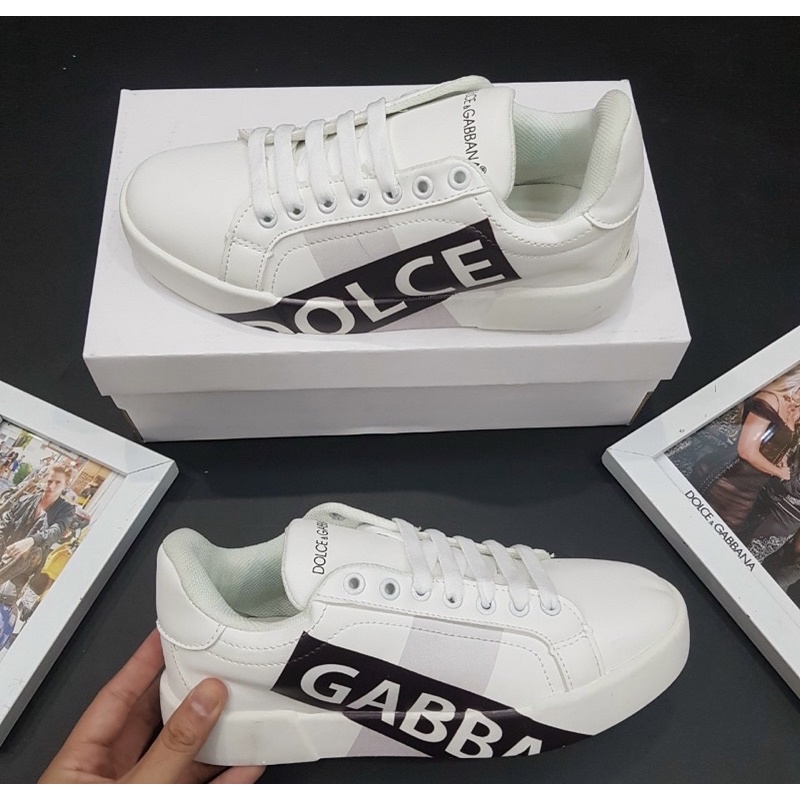 Giầy thời trang nam có hoạ tiết logo DG đế trắng, Giầy nam thể thao mầu trắng phong cách giới trẻ btshop từ 38 đến 42