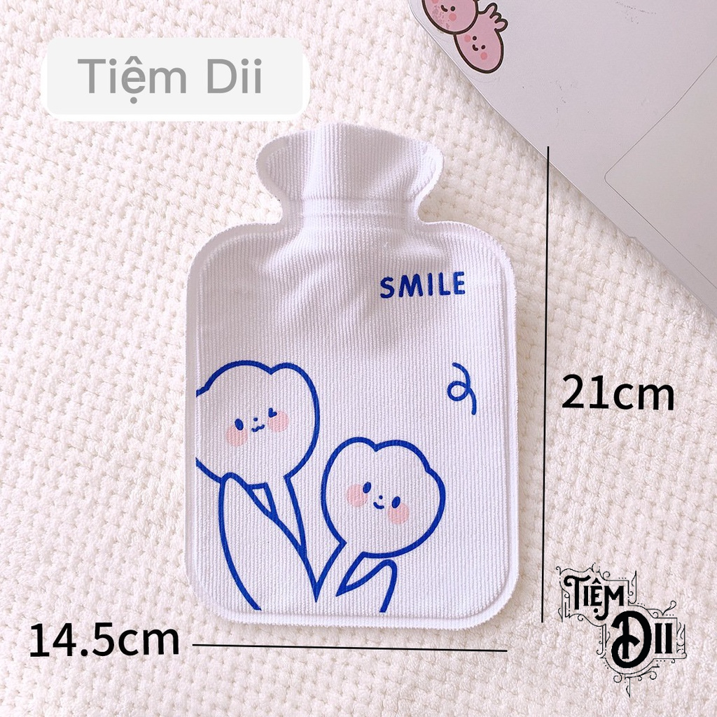 [500ml] Túi Chườm Nóng Lạnh Vỏ Nhung Màu Trắng Tặng Bạn Gái Ngày Dâu Túi Giữ Nhiệt Đổ Nước Dễ Sử Dụng