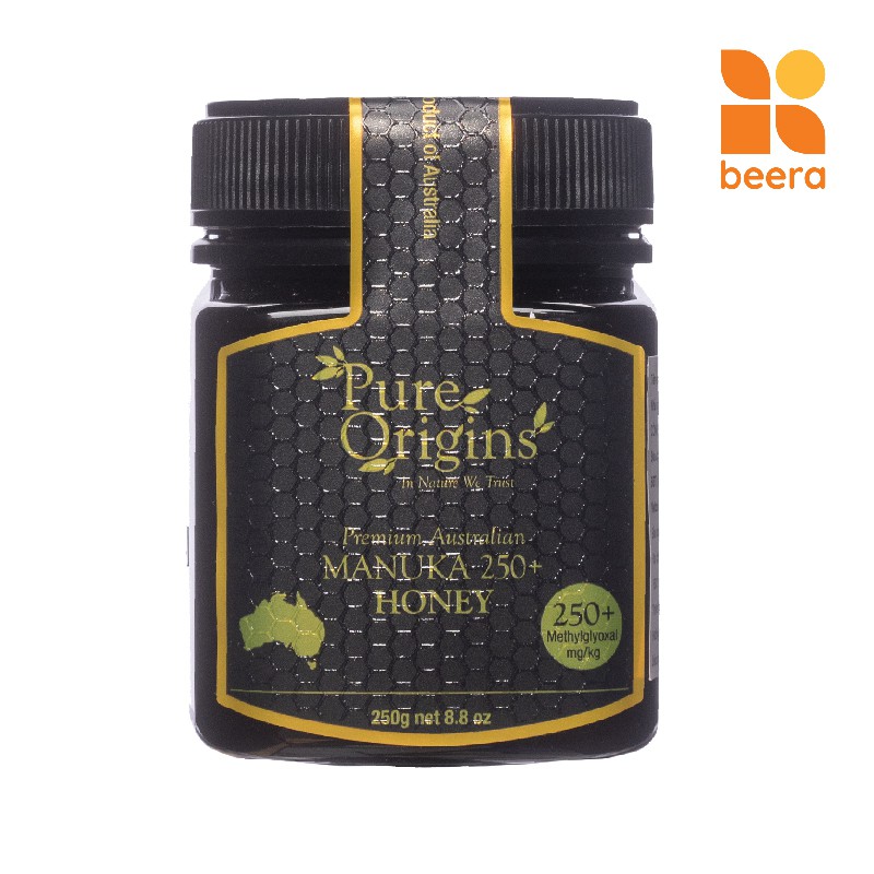 Mật Ong Manuka MGO 250+ Pure Origins Beera hỗ trợ tiêu hoá, giảm sâu răng (250g)