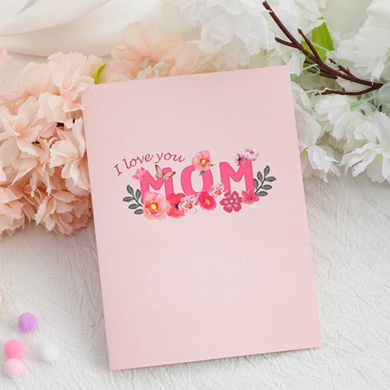 Thiệp Chúc Mừng Ngày Của Mẹ 3D Có Chữ I Love You Mom
