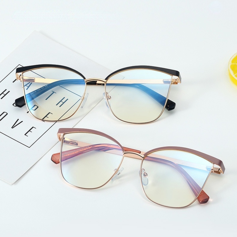 Mắt Kính Gọng Kim Loại Tròng Hình Mắt Mèo Có Thể Thay Thế Thời Trang Cho Nữ