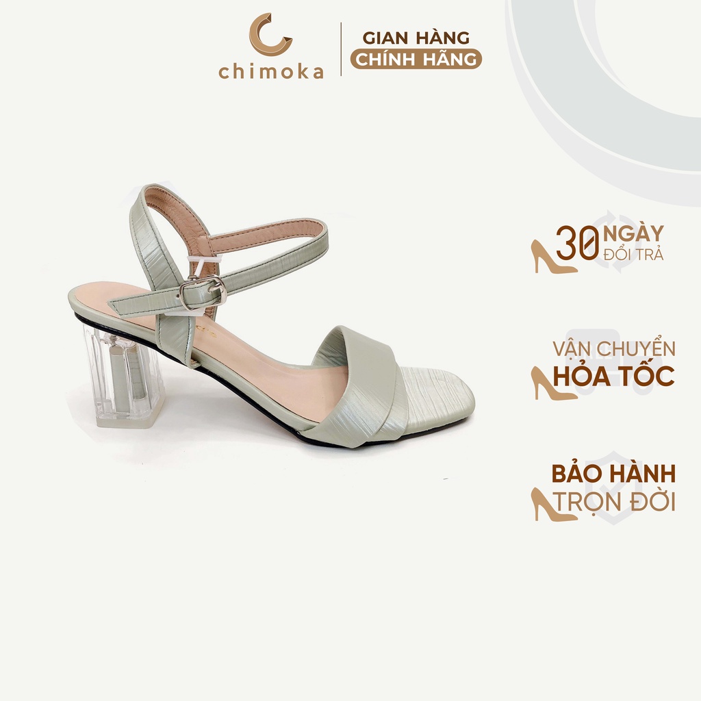 Giày Sandal Đế Trong CHIMOKA Cho Nữ Cao 7cm 4361 Chất Lụa Xước Quai Ngang Ba Màu Thanh Lịch Full Size