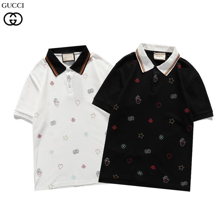 Áo Thun Polo Tay Ngắn Chất Liệu Cotton Thêu Hoạ Tiết Gucci Thời Trang Dành Cho Nam Và Nữ