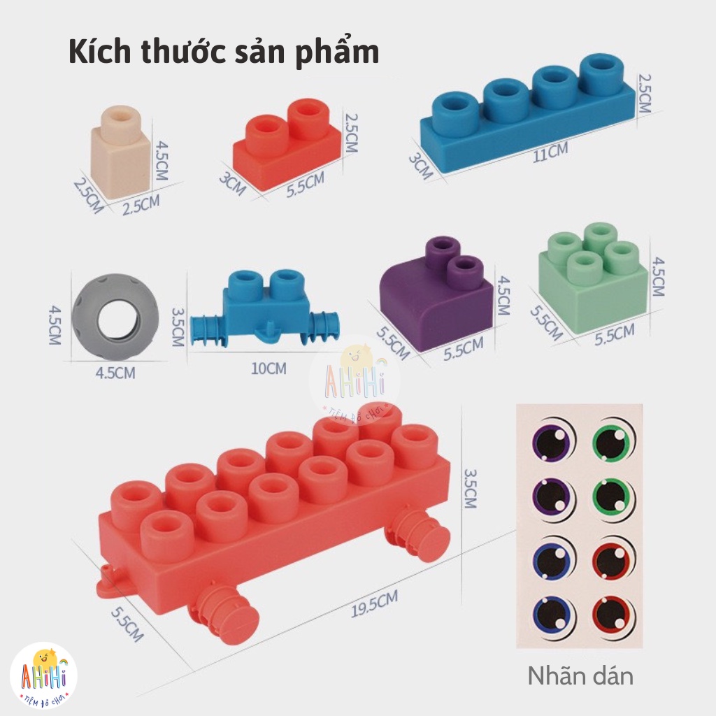 Đồ Chơi Xếp Hình Thông Minh Ahihi - Chất Liệu Nhựa Dẻo An Toàn - Miếng Ghép To - Có Hộp Đựng