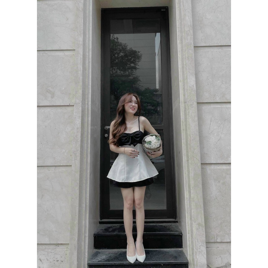 [ Miễn Phí Ship 2022 ] Set bộ đùi 2 dây nơ khóa kéo sau, set bộ áo túi quần umi