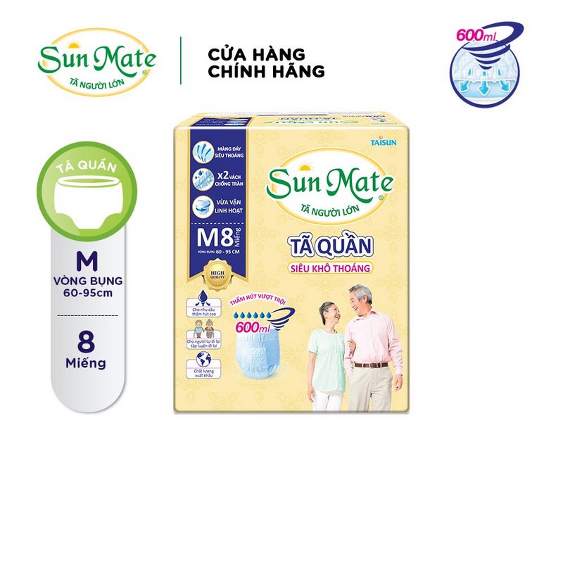 Tã quần người lớn siêu khô thoáng SunMate M08-L07