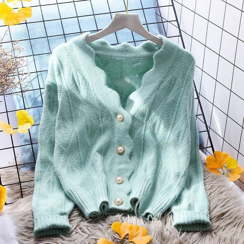 Áo khoác cardigan dệt kim dáng rộng thời trang mùa thu cho nữ