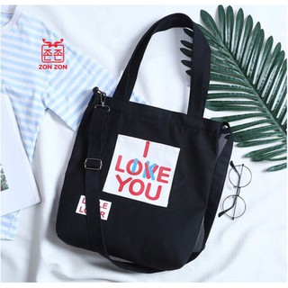 Túi tote i love you - đen