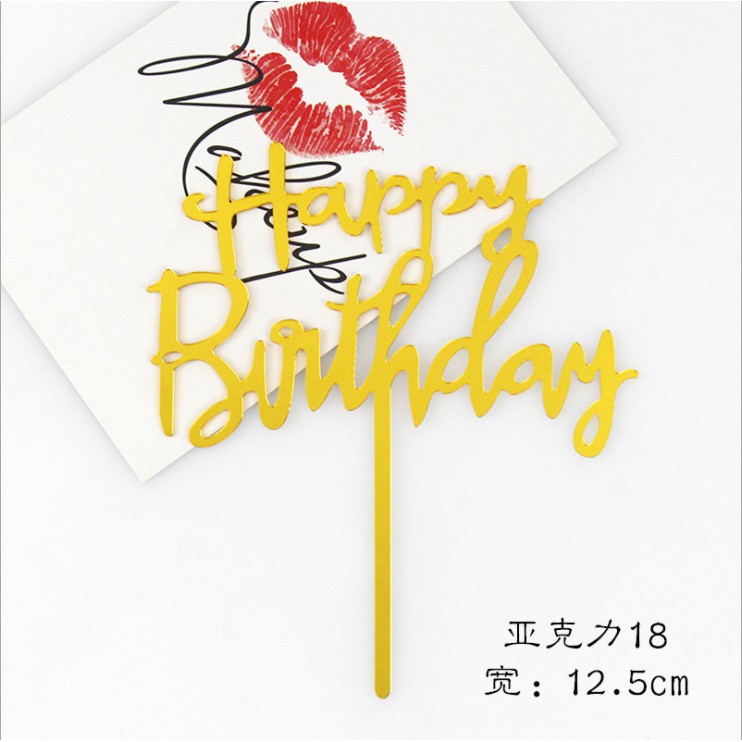 Trang trí bánh sinh nhật bánh kem - COMBO 10 thẻ meka HAPPY BIRTHDAY B các kiểu