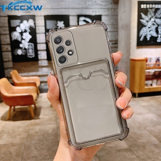 Ốp Điện Thoại Dẻo Trong Suốt Có Ngăn Đựng Thẻ Độc Đáo Chống Sốc Cho Samsung Galaxy A42 A52 A52S A72 A32 A22 A12