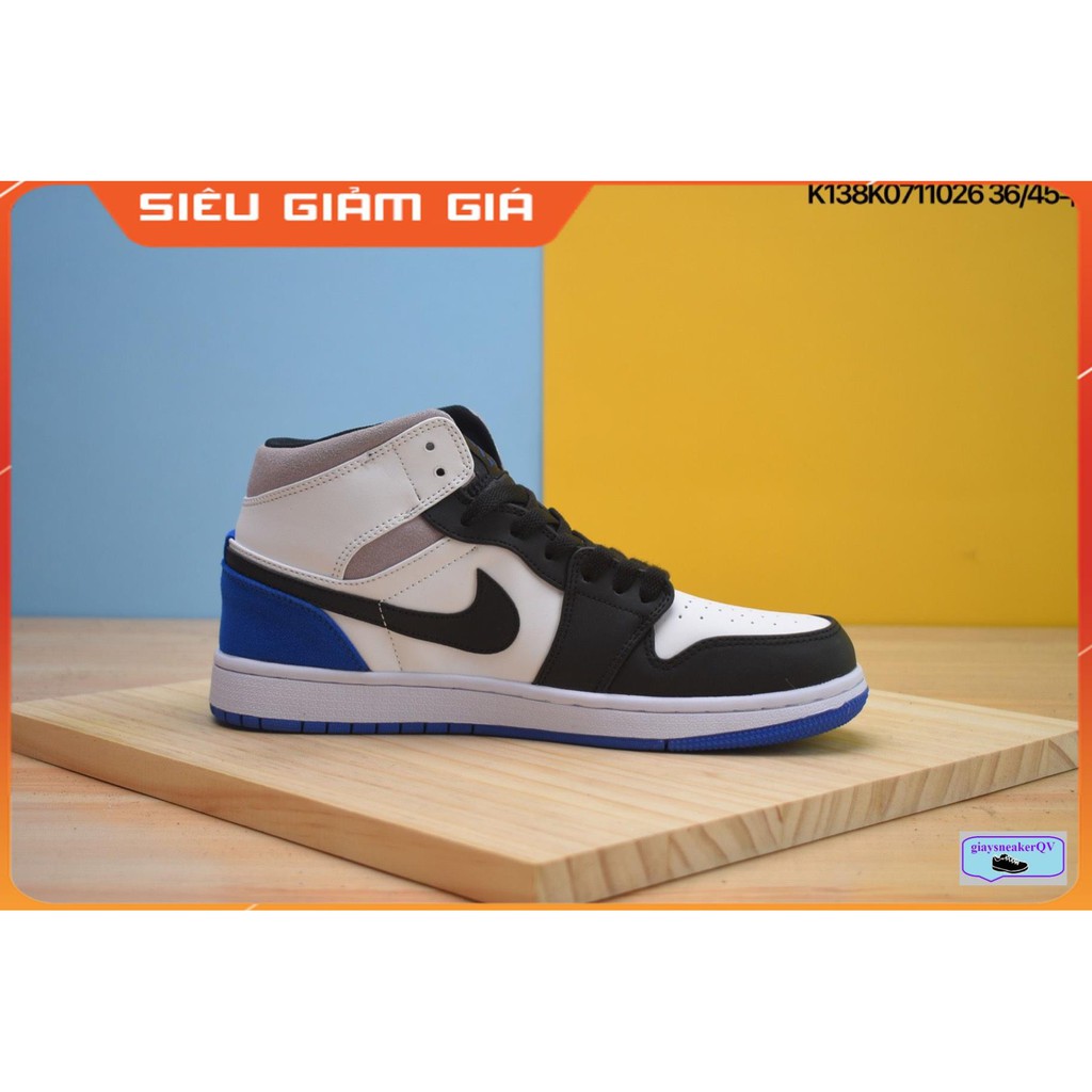 Giày thể thao Air Jordan 1 Mid SE White Black Royal   siêu đẹp dành cho nam và nữ