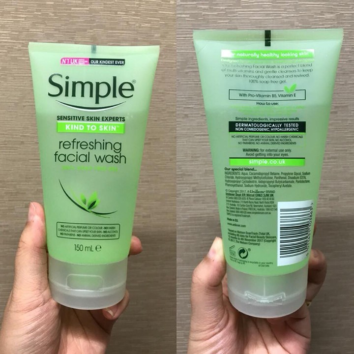 [Mã 66FMCGSALE hoàn 8% xu đơn 500K] Sữa Rửa Mặt SIMPLE Kind To Skin Refreshing Facial Wash Gel