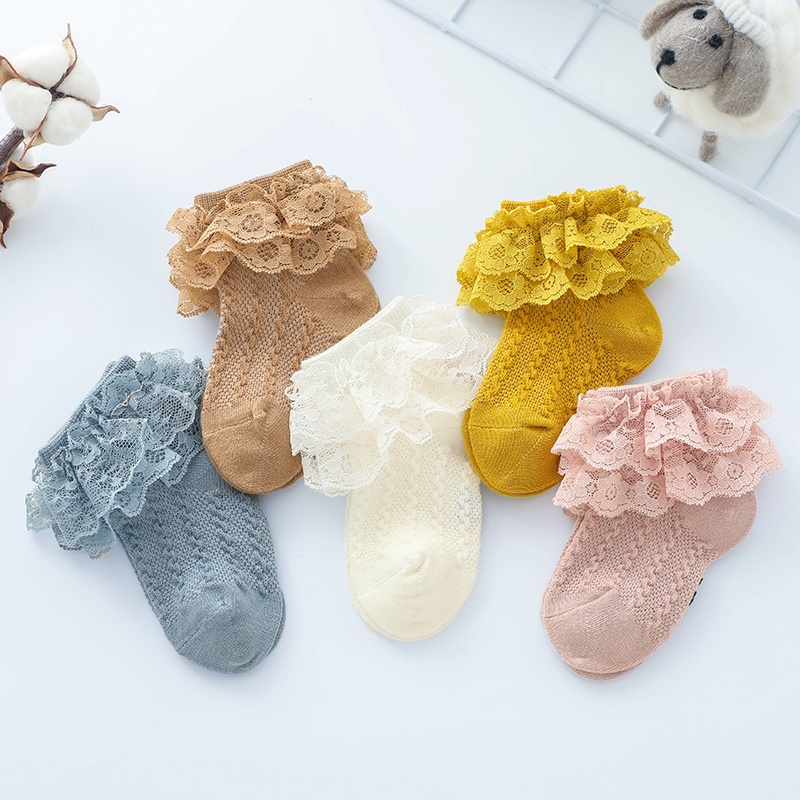 Vớ cotton phối ren phong cách Hàn Quốc dễ thương cho bé gái