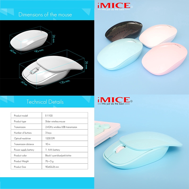 IMICE Mini 2.4G Chuột không dây Mute Slim Mouse Thời trang Văn phòng Chuột không dây