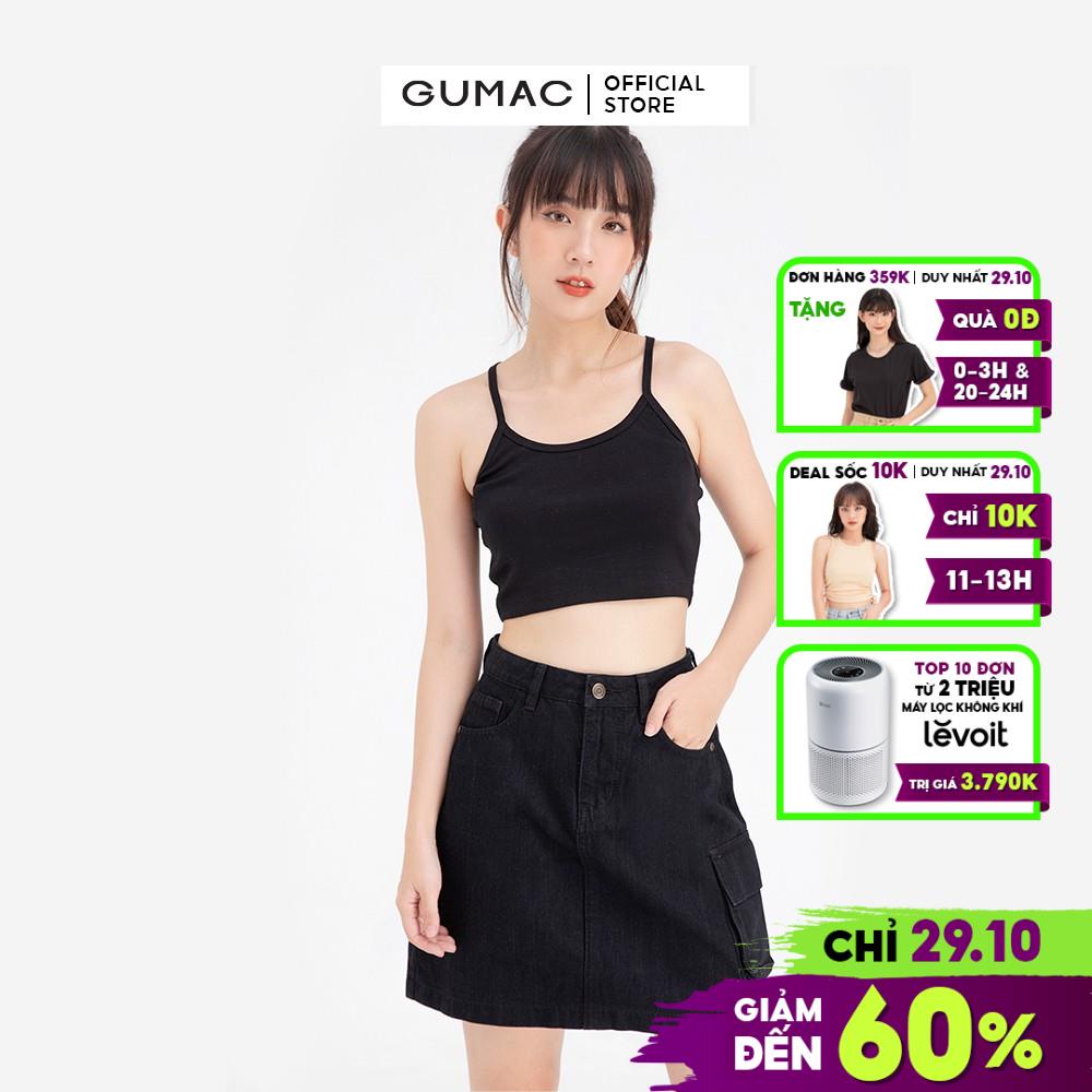 Chân váy jean phối túi GUMAC VJB6118 - Hàng nhập khẩu