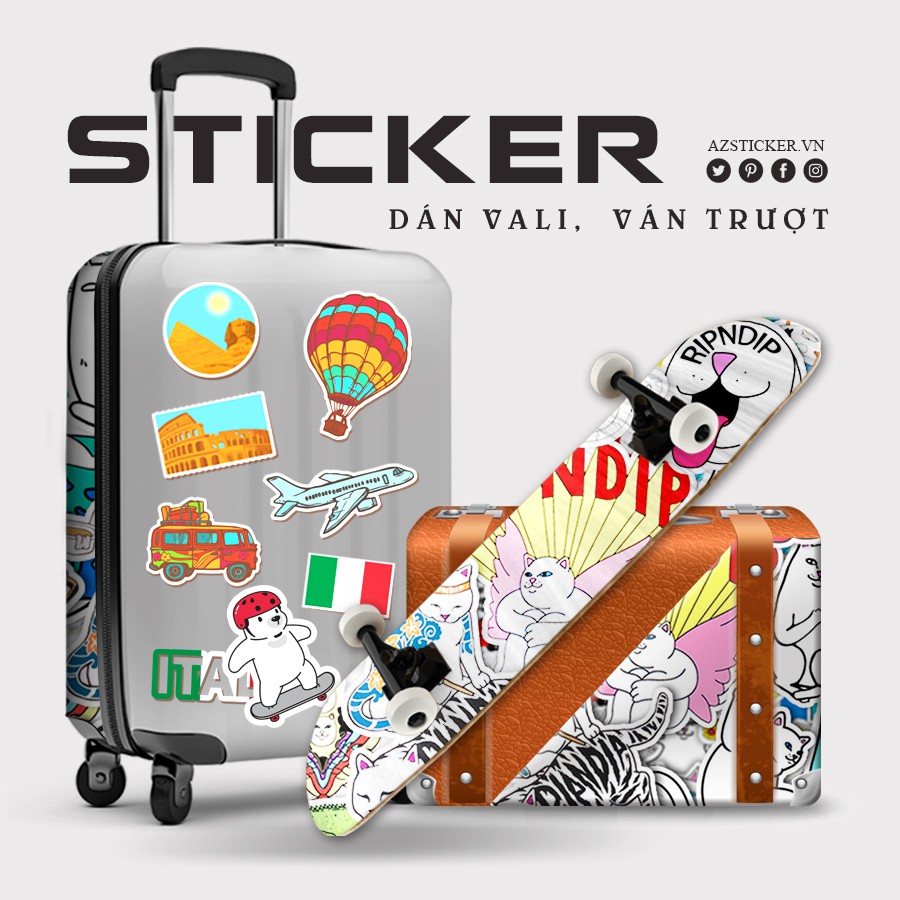 Sticker Mèo Ripndip Chống Thấm Nước Cắt Sẵn | STK114 | Hình Dán Trang Trí Mũ Bảo Hiểm Laptop Điện Thoại Bình Nước Đẹp