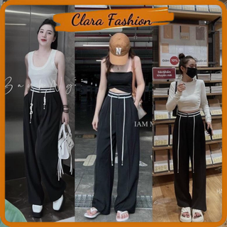 Quần suông đen cạp viền trắng cá tính có ảnh thật kèm video clara siêu xinh