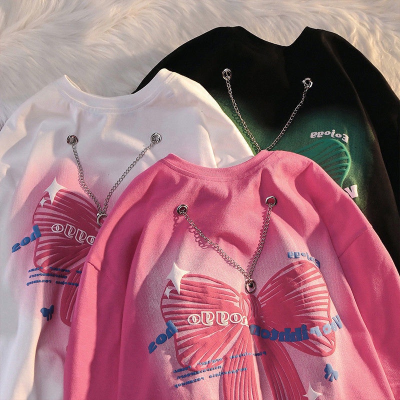 Áo Thun Ngắn Tay In Họa Tiết Nơ Thời Trang Mùa Hè Dành Cho Nữ