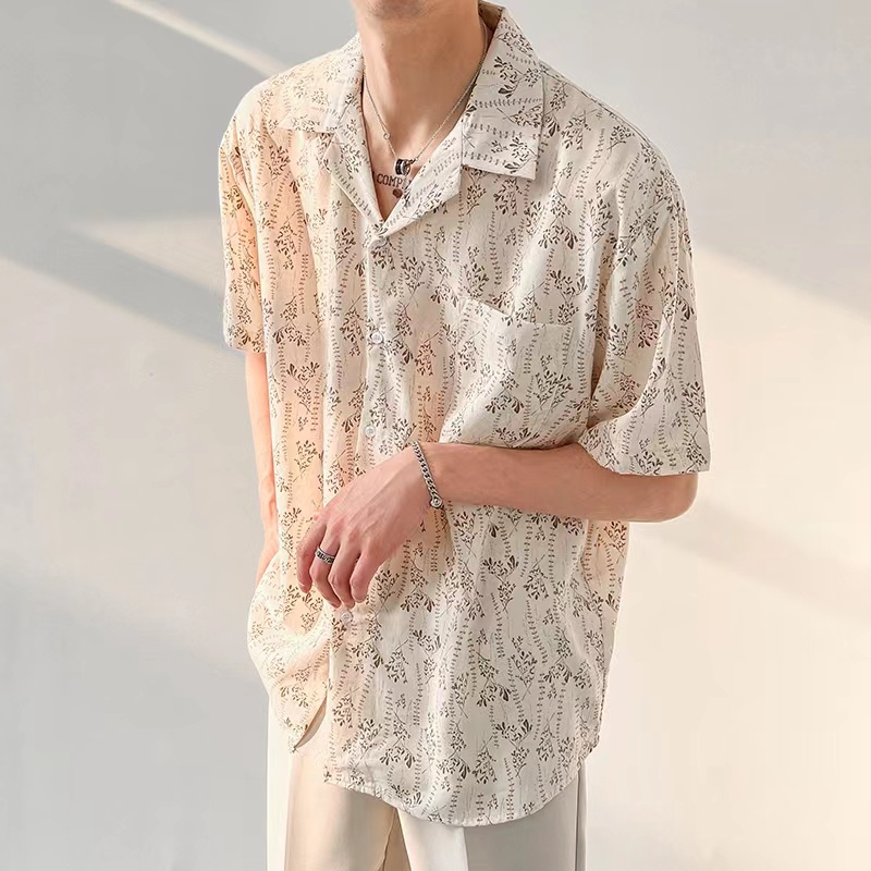 áo đi biển nam cuban shirt áo sơ mi tay ngắn họa tiết hoa thời trang phong cách hàn cho không nhăn sơ mi hawaii