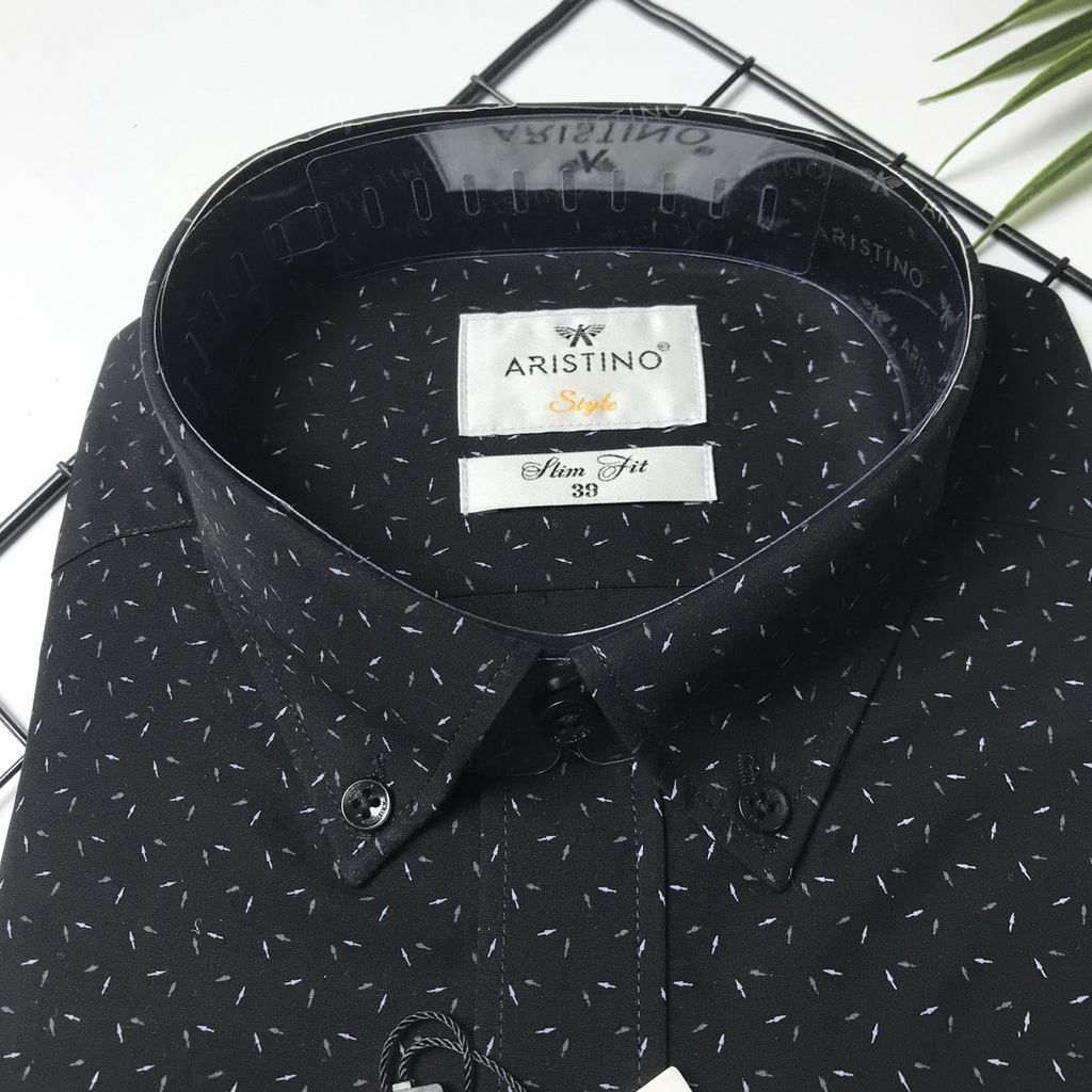 Áo sơ mi dài tay nam Aristino sợi sồi thoáng mát -slim-tà lượn ALS58408