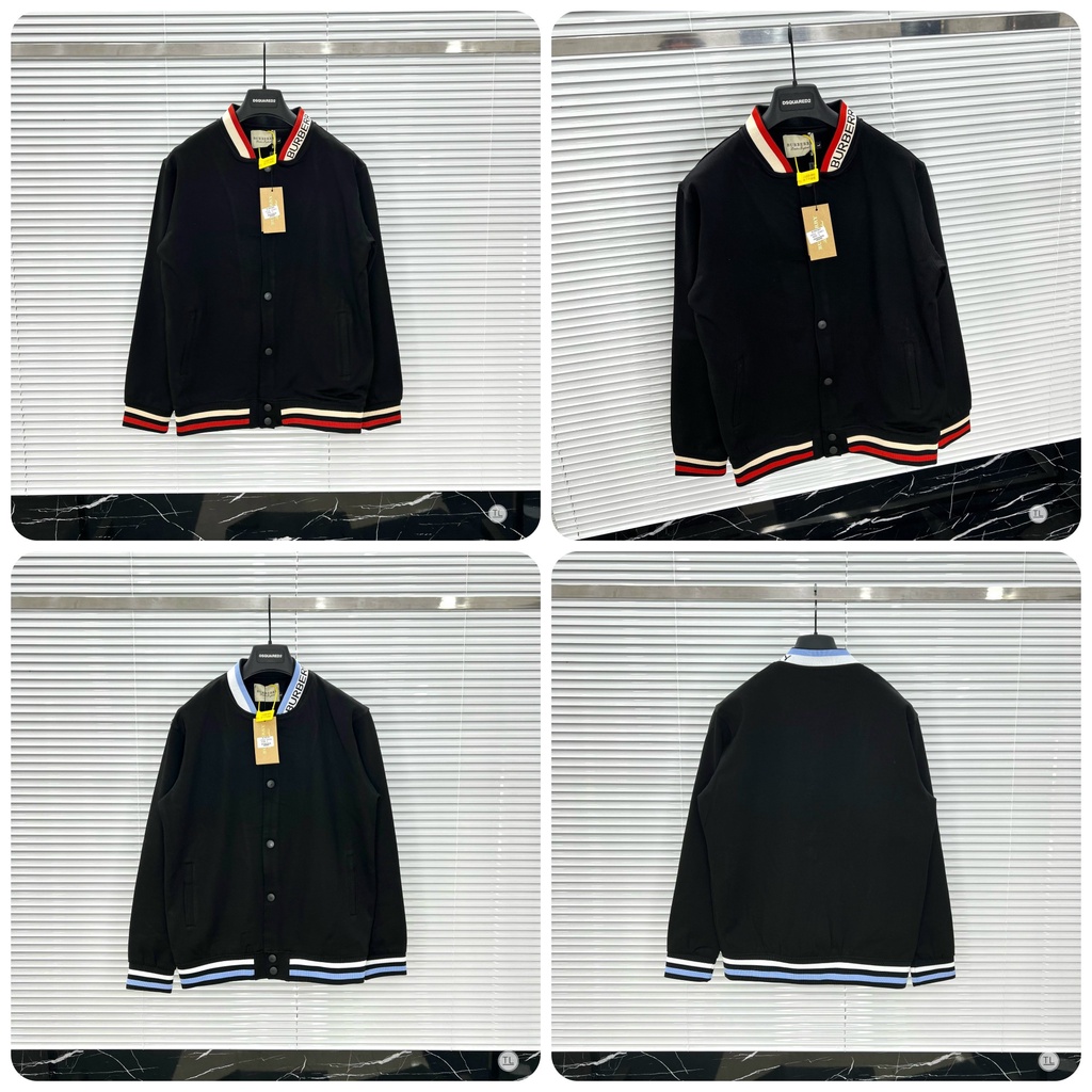 Áo Bomber Nam BBR Thêu Chữ Cổ Siêu Đẹp - Áo Bomber Nam Hai Lớp Cúc Bấm Cực Xịn