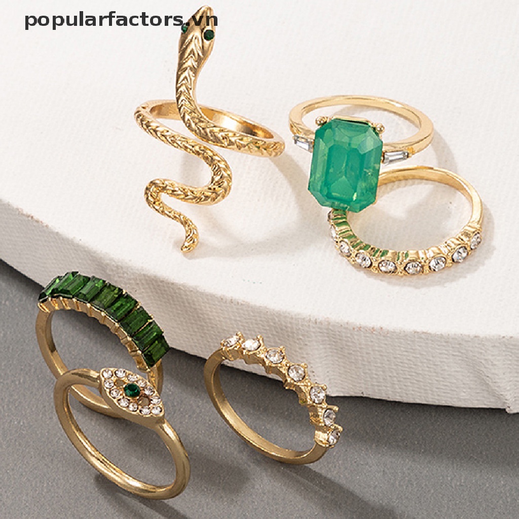 Set 6 Nhẫn Hình Rắn Đính Đá Sang Trọng Cho Nữ