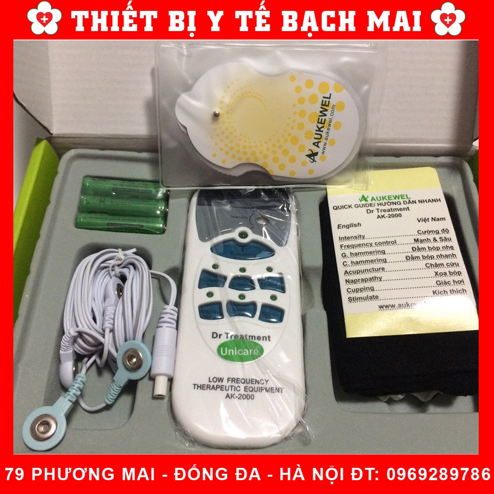 [ComBo] Máy Massage Trị Liệu Xung Điện Thương Hiệu Đức Aukewel AK-2000 Và 2 Cặp Miếng Dán