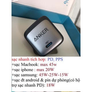 adapter sạc 45W Anker A2664 1 cổng usb-C