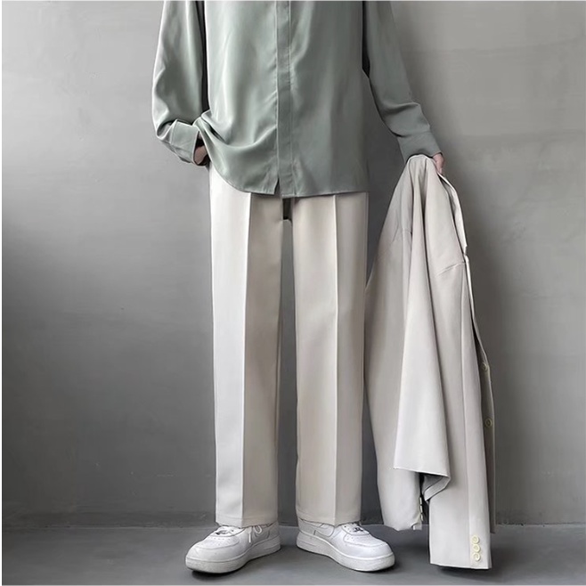 Quần tây ống suông rộng màu trơn đơn giản thời trang Hàn Quốc cho nam đồ bộ quần dài fashion quần ống suông simple quần tây nam from rộng