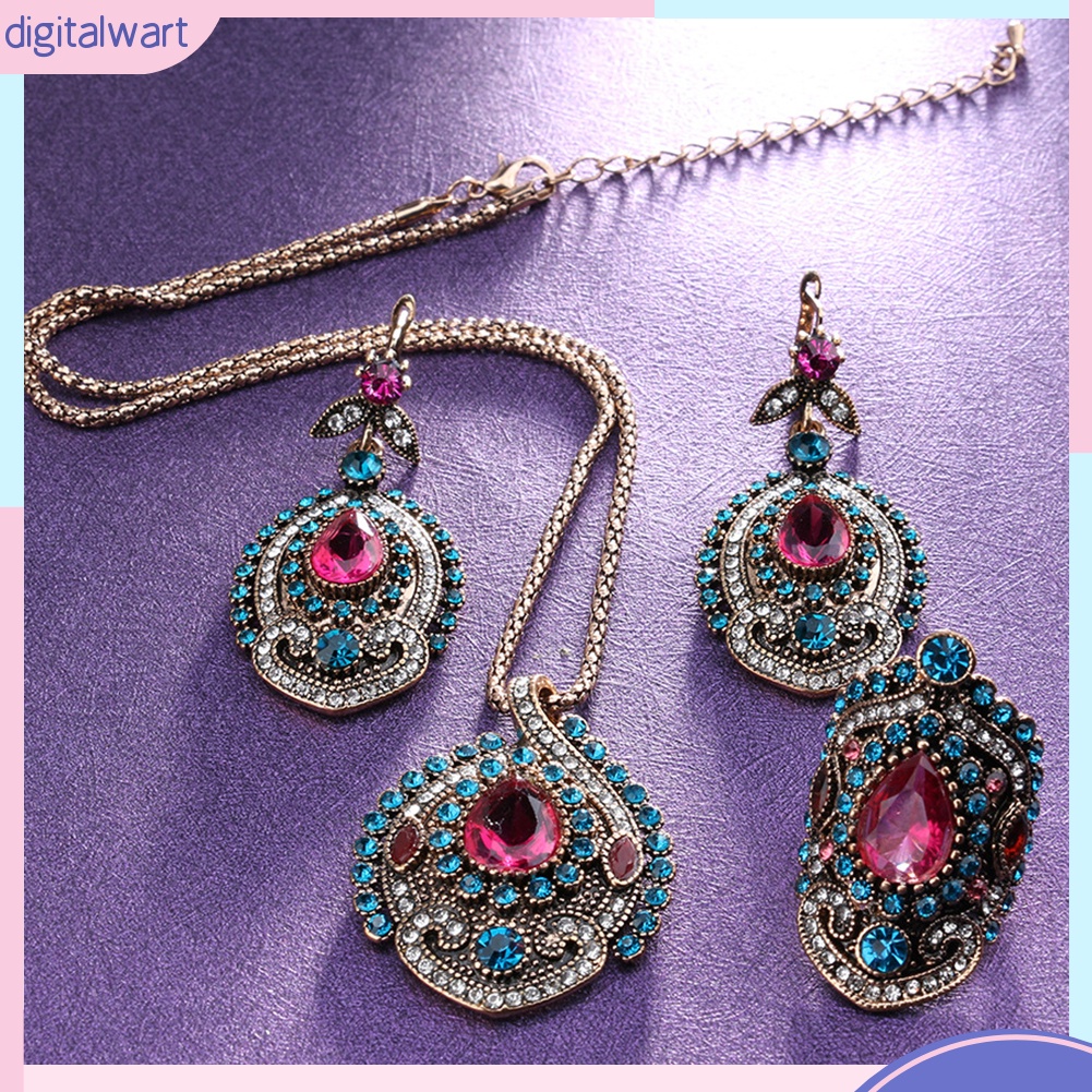 Set Dây Chuyền Và Đôi Khuyên Tai Đính Đá Phong Cách Bohemian Thanh Lịch Dành Cho Nữ