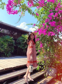 Đầm caro thêu