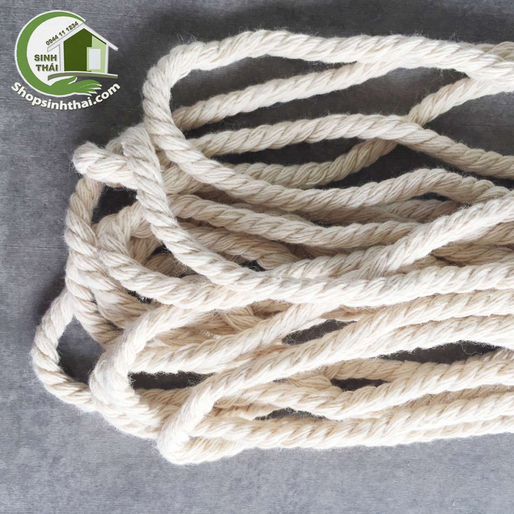 Dây thừng mềm màu trắng - dây thừng se Macrame cotton - dây lớn dày 15mm [ 1 mét ]